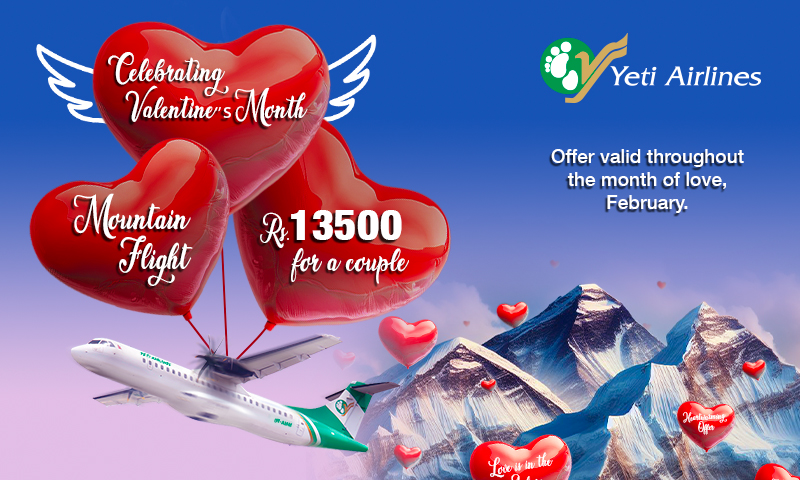 Enjoy “A romantic flight above the magnificent Himalayas” offer this whole love month.